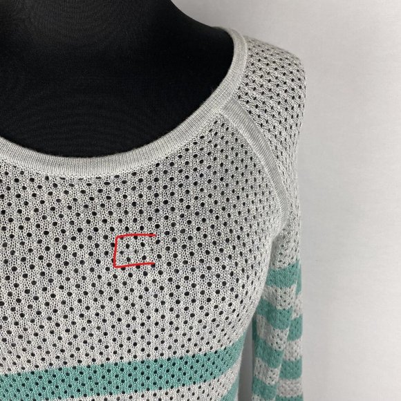 Converse S Striped Open Loose Knit Pullover Acrylic Lightweight Sweater Casual - Picture 4 of 12